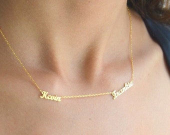 Solid Yellow Gold Name Necklace 14K Customized Jewelry Personalized Gift For Her