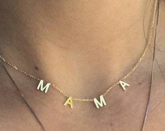 Mama Necklace , Letter Necklace, Gold initial Necklace , Personalized Necklace , Personalized Mothers Gifts , Mothers day gift