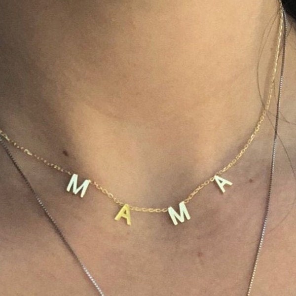 Mama Necklace , Letter Necklace, Gold initial Necklace , Personalized Necklace , Personalized Mothers Gifts , Mothers day gift