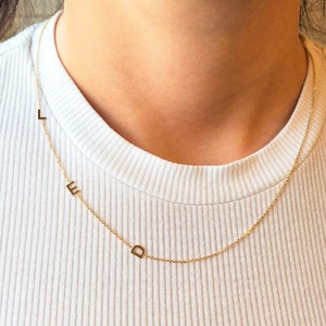 Collar inicial de oro de 14k , Collar de nombre personalizado , Collar de cartas , Joyas personalizadas , Regalos para ella , Regalo de San Valentín