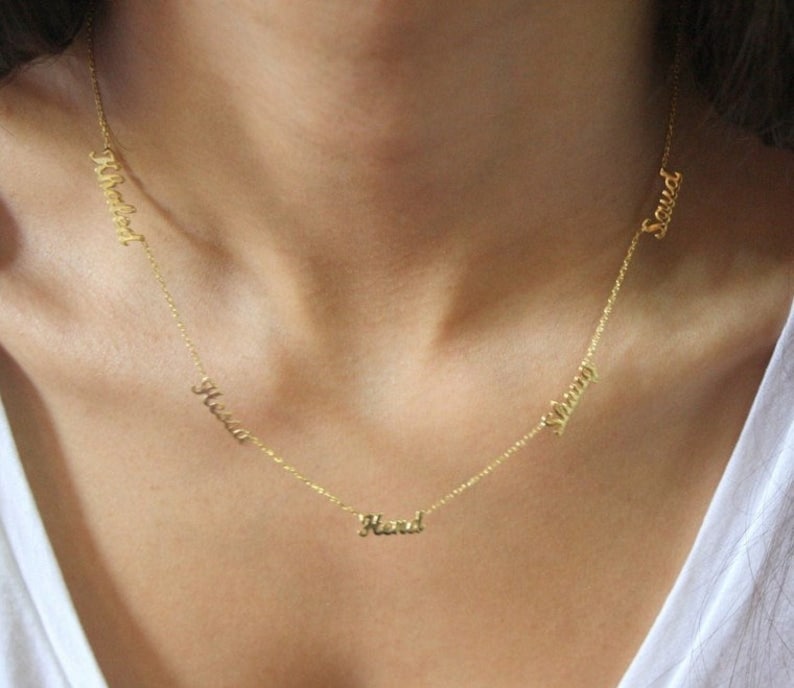 2,3,4,5,6 names necklace , Family Names Necklace , Grandma Necklace, Gold Name Necklace , Personalized Gift, Mothers Day Gift , Mom Necklace image 5