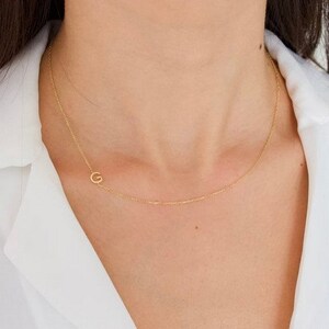 Gold Initial Necklace , Initial Necklace , Personalized Jewelry , Personalized Gifts , mother day , mothers day gift , gift for grandma image 2