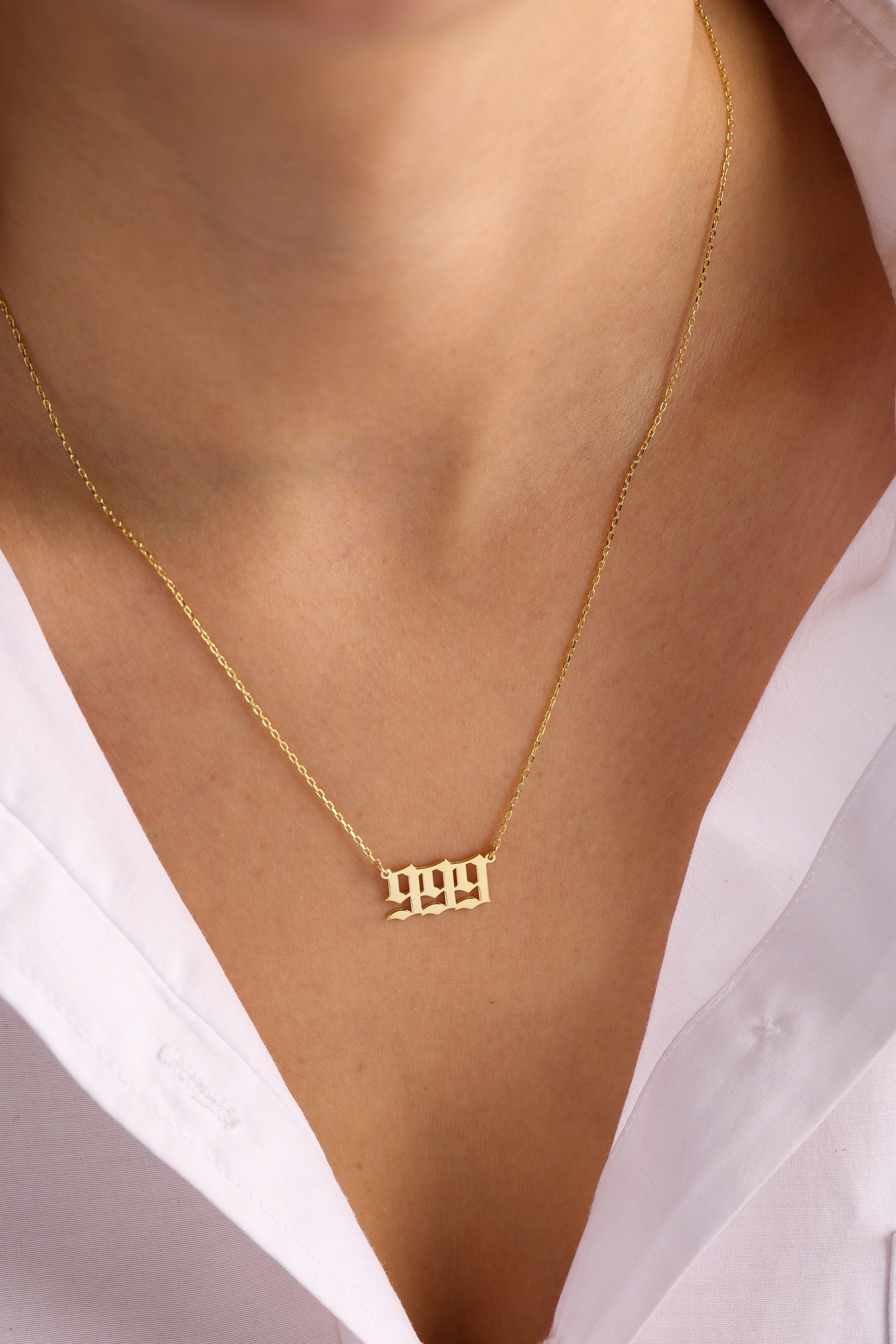 18K Gold Angel Number Custom Nameplate Necklace – Enjoy 20% off – BaubleBar