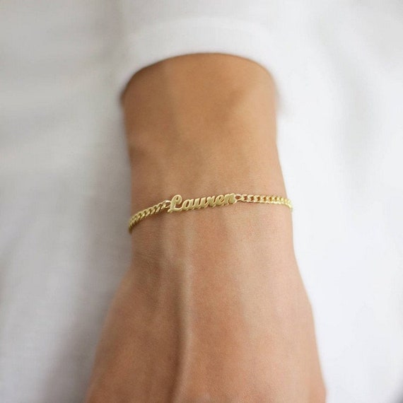 Buy 14k Gold Name Bracelet. Double Personalized Bracelet. Gift Ideas. Gold  Bracelet. Name Bracelet. Bar Bracelet. Unisex Bracelet Online in India -  Etsy