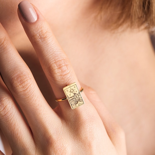 Tarot Card Ring  , Gift for Her ,Gift for darling ,Tarot Ring ,Dainty Tag Pendant Ring  , Spiritual Jewelr ,Tarot Card Ring ,Gift for her