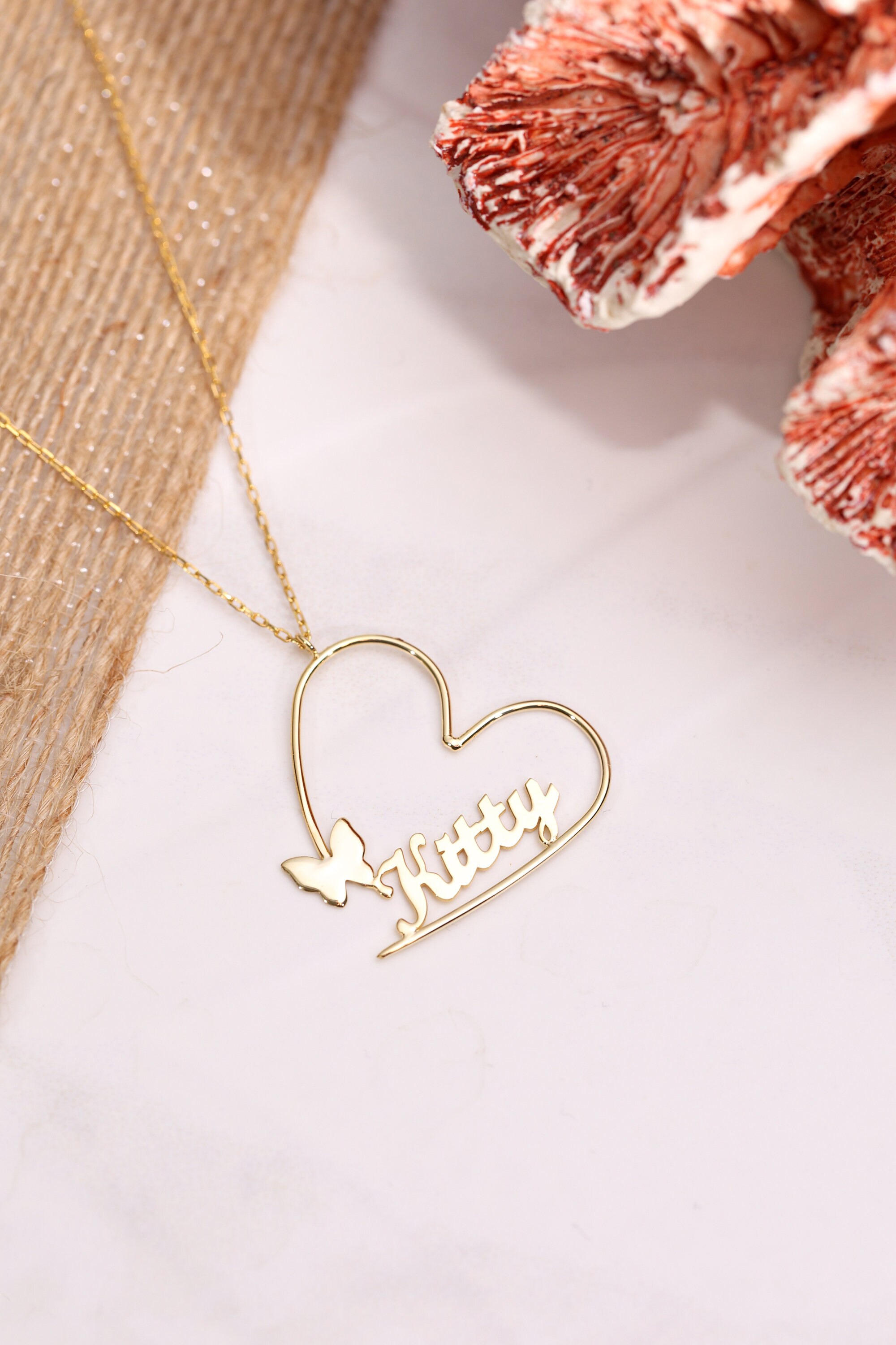 Butterfly Name Necklace, Gold Butterfly Necklaces, Heart Butterfly ...