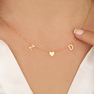 14k solid gold Anfang Halskette, Anfang Halskette, personalisierte Schmuck, personalisierte Geschenke, Brief Halskette, Geschenke für sie, Muttertagsgeschenk Bild 2