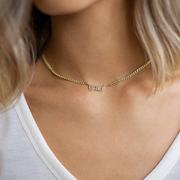 Choker Name Necklace - Gold Name Necklace , Name necklace , Name