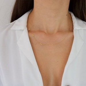 14k massief gouden eerste ketting, eerste ketting, gepersonaliseerde sieraden, gepersonaliseerde geschenken, briefketting, cadeaus voor haar, Moederdagcadeau afbeelding 6