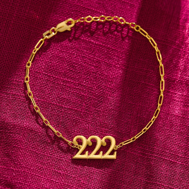 Änglanummerarmband, 111, 222, 333, 444, 555, 666, 777, 888 999, Lyckonummerarmband, Nummerarmband, Mors dag-present, Present till henne bild 3
