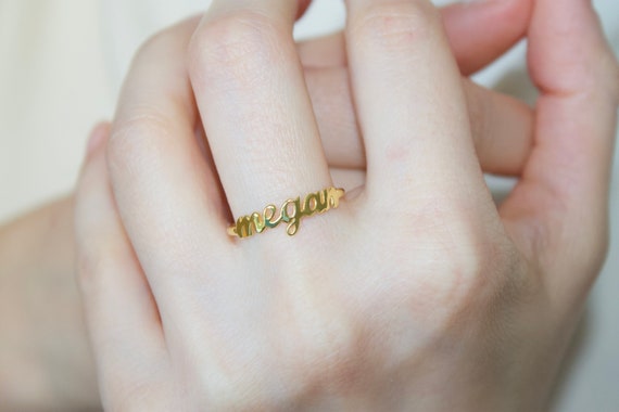 14k Solid Gold Tiny Name Ring-name Ring-gold Jewelry Rings Bridesmaid Gift- personalized Gift-personalized Ring-birthday Gifts-jx11 - Etsy