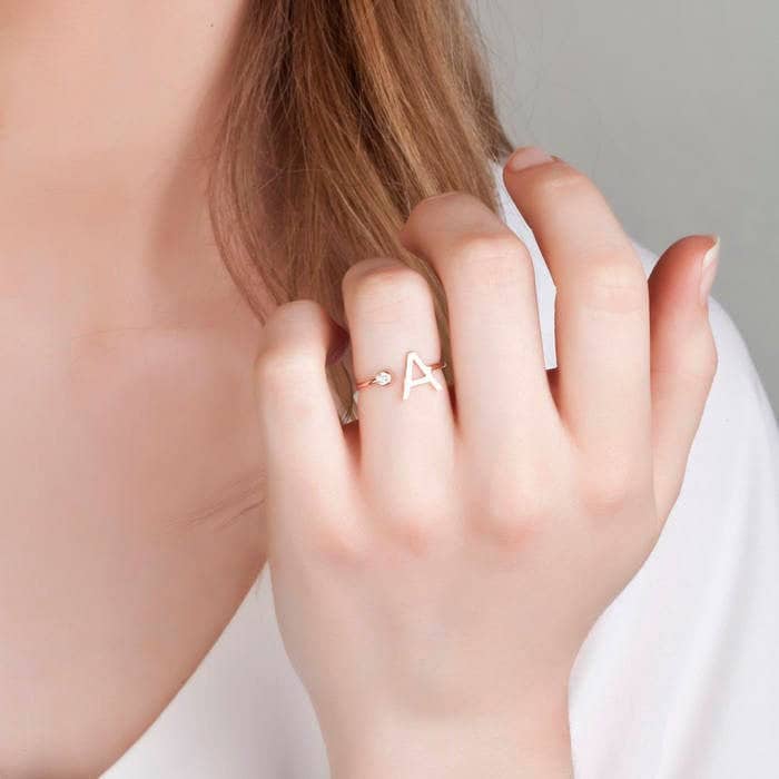 R Initial Gold Letter Ring – www.pipabella.com