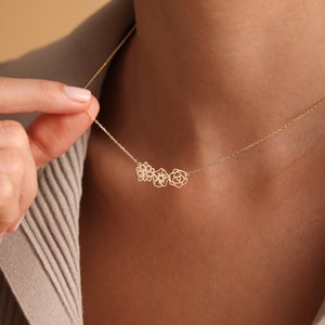 14K Massivgold Geburtsblumen Halskette, Familienkette für Mama, Geburtsblumenschmuck, personalisierte Geschenke, Muttertagsgeschenke, Geschenk für Oma Bild 8