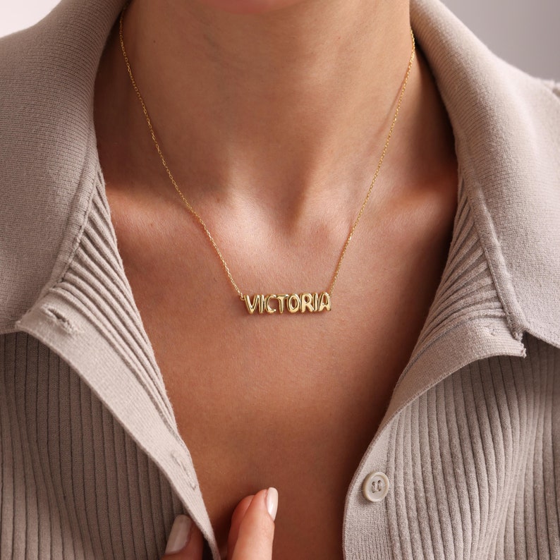 Bubble Name Necklace, Bubble Letter Necklace, Personalized Name