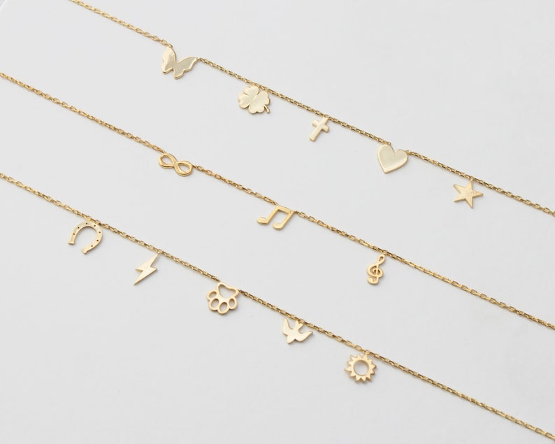 14k massief gouden eerste ketting, eerste ketting, gepersonaliseerde sieraden, gepersonaliseerde geschenken, briefketting, cadeaus voor haar, Moederdagcadeau afbeelding 7