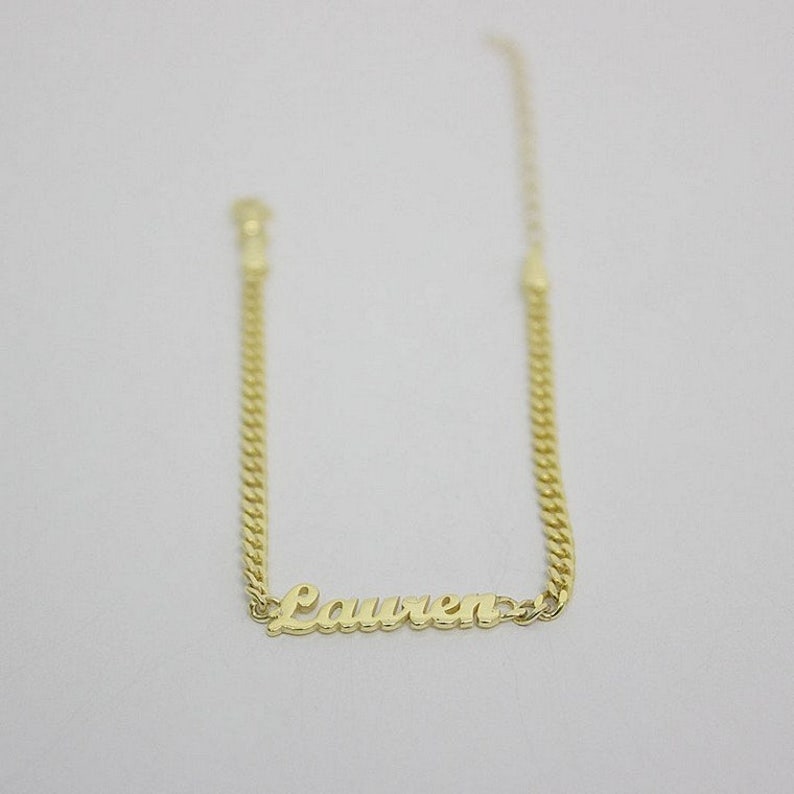 14k Gold Name Bracelet Gold Name Bracelet Curb Chain Etsy
