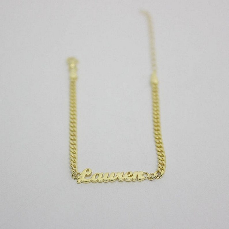 14k gold Name Bracelet , Gold Name Bracelet , Curb chain bracelet , Personalized Jewelry , Personalized Gift, Gift for her, Mothers Day Gift image 2