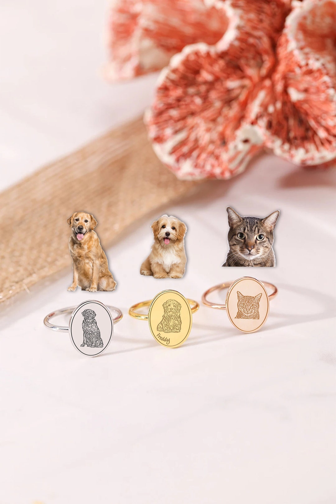 Pet Photo Ring , Custom Pet Engraved Jewelry, Personalized