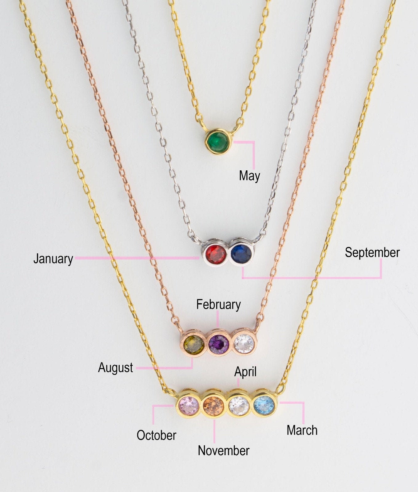 Rose Heart Birthstone Necklace Gifts for Women Mom Grandma, Birthstone |  eBay