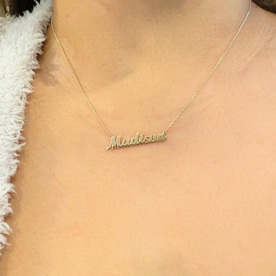 14K Solid Gold Name Necklace ,Mini Name Necklace ,Name Necklace,Personalized Jewelry ,Personalized Gifts ,Gifts for Her, Mothers Day Gift