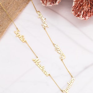 2,3,4,5,6 names necklace , Family Names Necklace , Grandma Necklace, Gold Name Necklace , Personalized Gift, Mothers Day Gift , Mom Necklace image 3