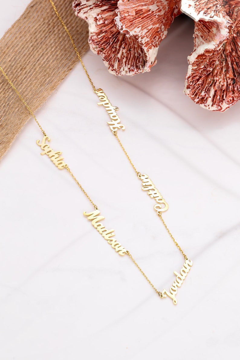 2,3,4,5,6 names necklace , Family Names Necklace , Grandma Necklace, Gold Name Necklace , Personalized Gift, Mothers Day Gift , Mom Necklace image 3
