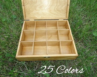 Wooden Box / Wooden Tea Box / 9 Compartments / Unpainted or Painted Wooden Box / Unfinished Tea Box / Box for Decoupage