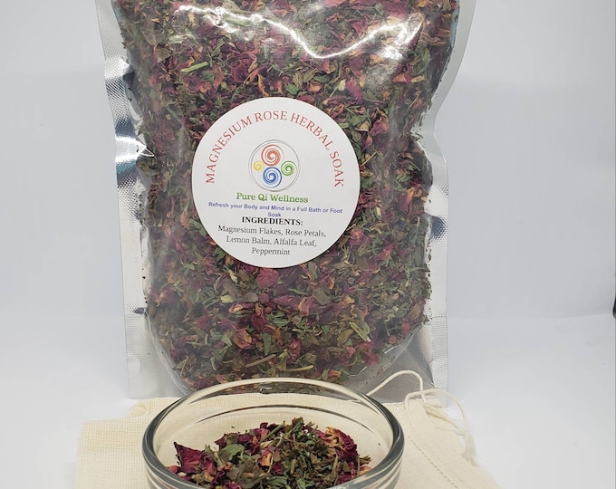 Get RELIEF from ACHES and PAINS...Magnesium Rose Herbal Bath Tea and/or Foot Soak w/ 2 Muslin Pouches