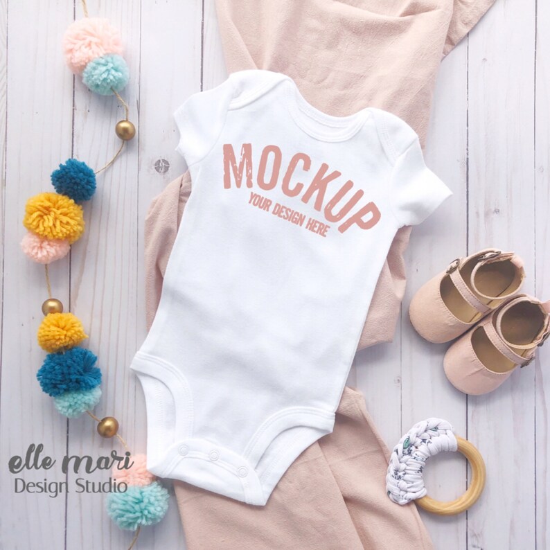 Girl Onesie Mockup Rose Pink Neutral Baby Onesie Mockup One Etsy