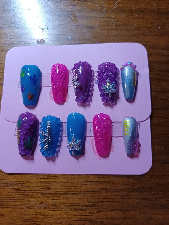 Short Nail Glow In Dark Nails Near Me Short Smoke Press On Junk