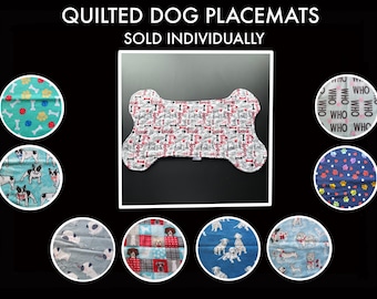 Personalized Dog Placemat: Quilted Bone-Shaped Flannel Pet Mat