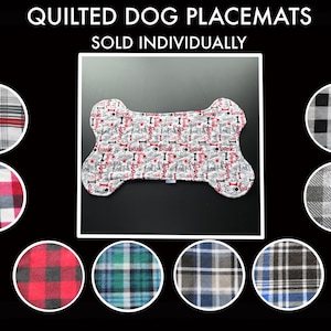 Plaid Personalized Dog Placemat l Dog Placemat l Bone Shaped Placemat l Dog Bowl Placemat l Pet Placemat l Dog Food Placemat l Dog Food Mat
