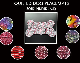 Personalized Bone Shaped Dog Placemat: Quilted Pet Food Mat
