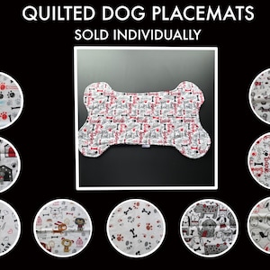 White Dog Placemat | White Dog Food Mat | Bone Shaped Dog Bowl Mat l Dog Placemat l Dog Kitchen Mat l Dog Mom Gift l Dog Dad Gift