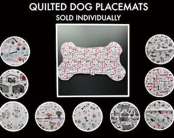 Bone Shaped Dog Placemat: Quilted Flannel Food Mat