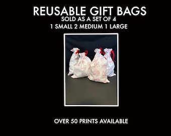 Flannel Holiday 2026 Reusable Gift Bag Set: Eco-Friendly Fabric Christmas Birthday Wrap
