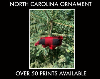 North Carolina Ornament: Flannel State Souvenir, Wedding Favor