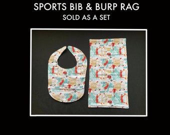 Sports Baby Bib and Burp Rag | Hockey Baby Gift | Basketball Baby Gift | Baseball Baby Gift l Sports Nursery l Basketball Nursery l Hockey