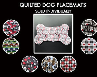 Personalized Quilted Dog Placemat: Bone Shape Flannel Mat