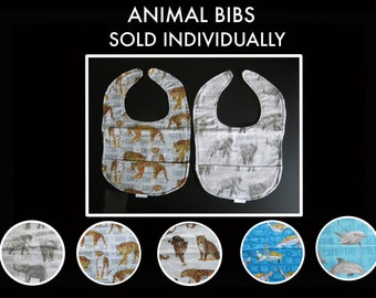 Flannel Animal Baby Bib: Zoo Nursery Gift