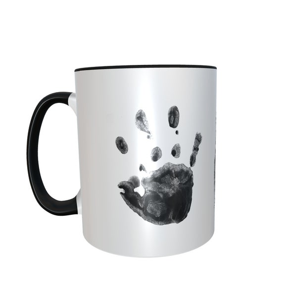 Tasse „Hand/Fußabdruck mit Name" Personalisiert, Vatertag, Muttertag, Valentinstag, Liebe