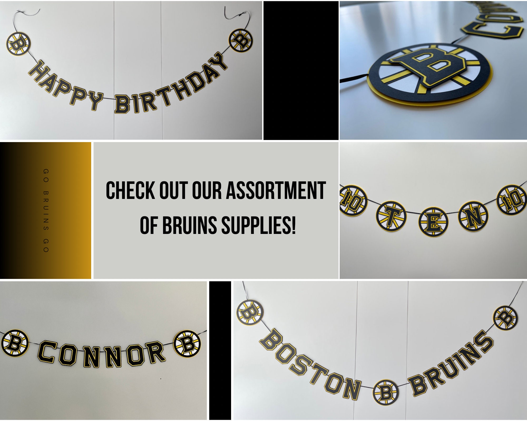 Boston Bruins Birthday Banner Custom Name NHL Birthday - Etsy