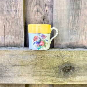 Colclough China Demitasse Cup, Vintage Ceramic Floral Bouquet Tea Cup W/Gold Trim, Yellow Air Plant Holder, Grandmillennial Decor