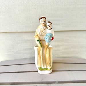Saint Anthony Of Padua W/Baby Jesus Planter, Vintage Hand Painted Ceramic, Japan 3414, Patron Saint-Recovery Of Lost Items, Catholic Decor