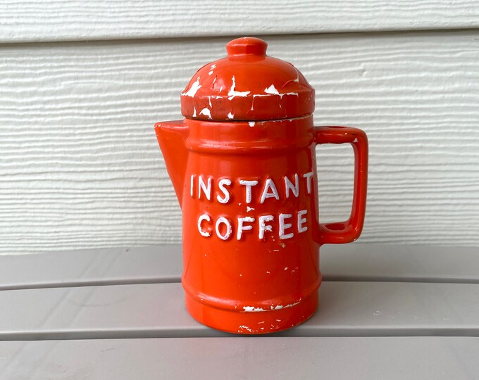 Chippy Instant Coffee Canister Vintage Ceramic Orange Coffee Etsy