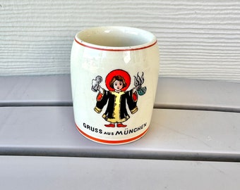 Child’s German Stein, Vintage 1940’s Gruss Aus Munchen “Little Monk” Kid’s Mug, Beer Stein Collectable