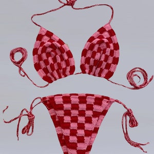 DIGITAL Download Crochet Checkered Bikini Set Pattern RaeCheckeredBikini set image 4