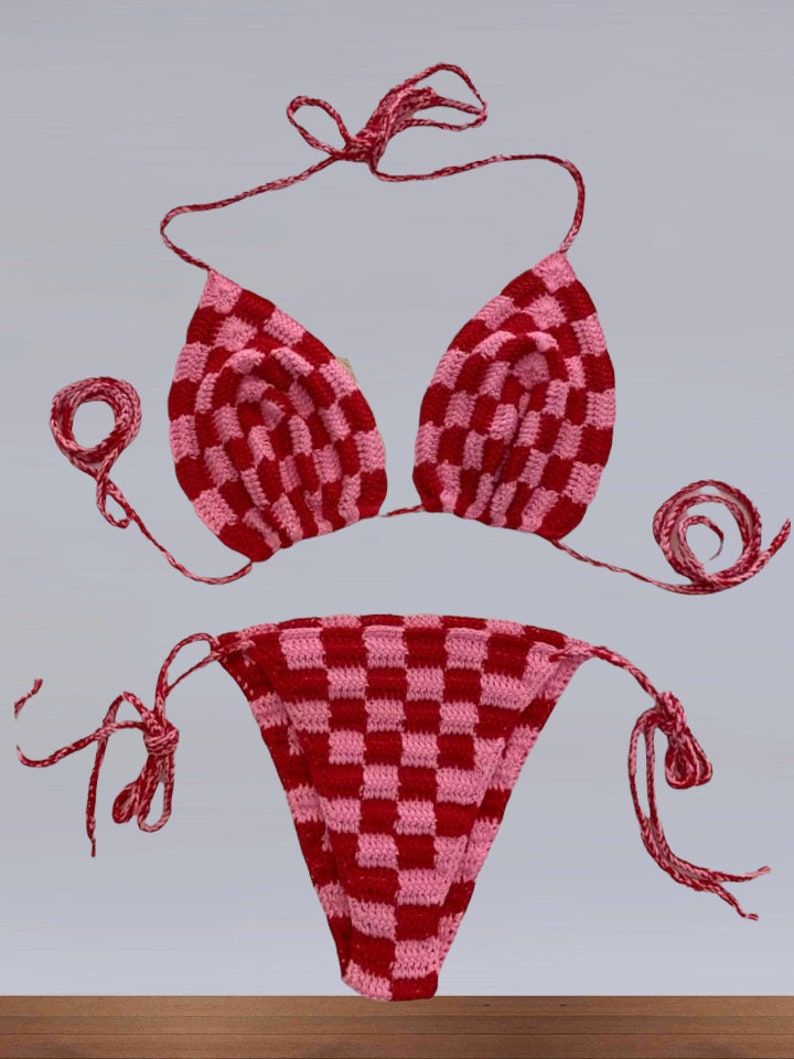 DIGITAL Download Crochet Checkered Bikini Set Pattern RaeCheckeredBikini set image 4