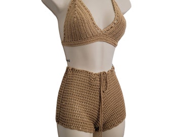 Crochet Two pieces set festival crochet set women clothing Crochet top | beach wear| Bikini | Sustainable | Crochet clothing