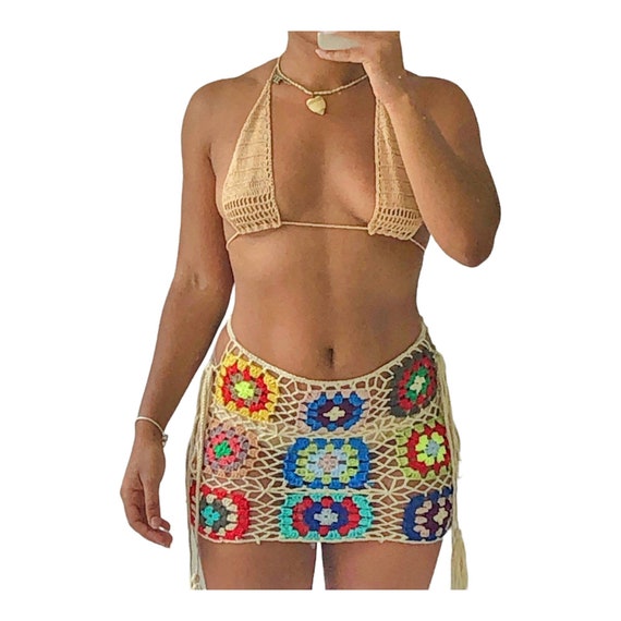 Crochet Two Pieces Set Festival Crochet Set Women Clothing Crochet Top  Beach Wear Bikini Sustainable Crochet Clothing -  Canada